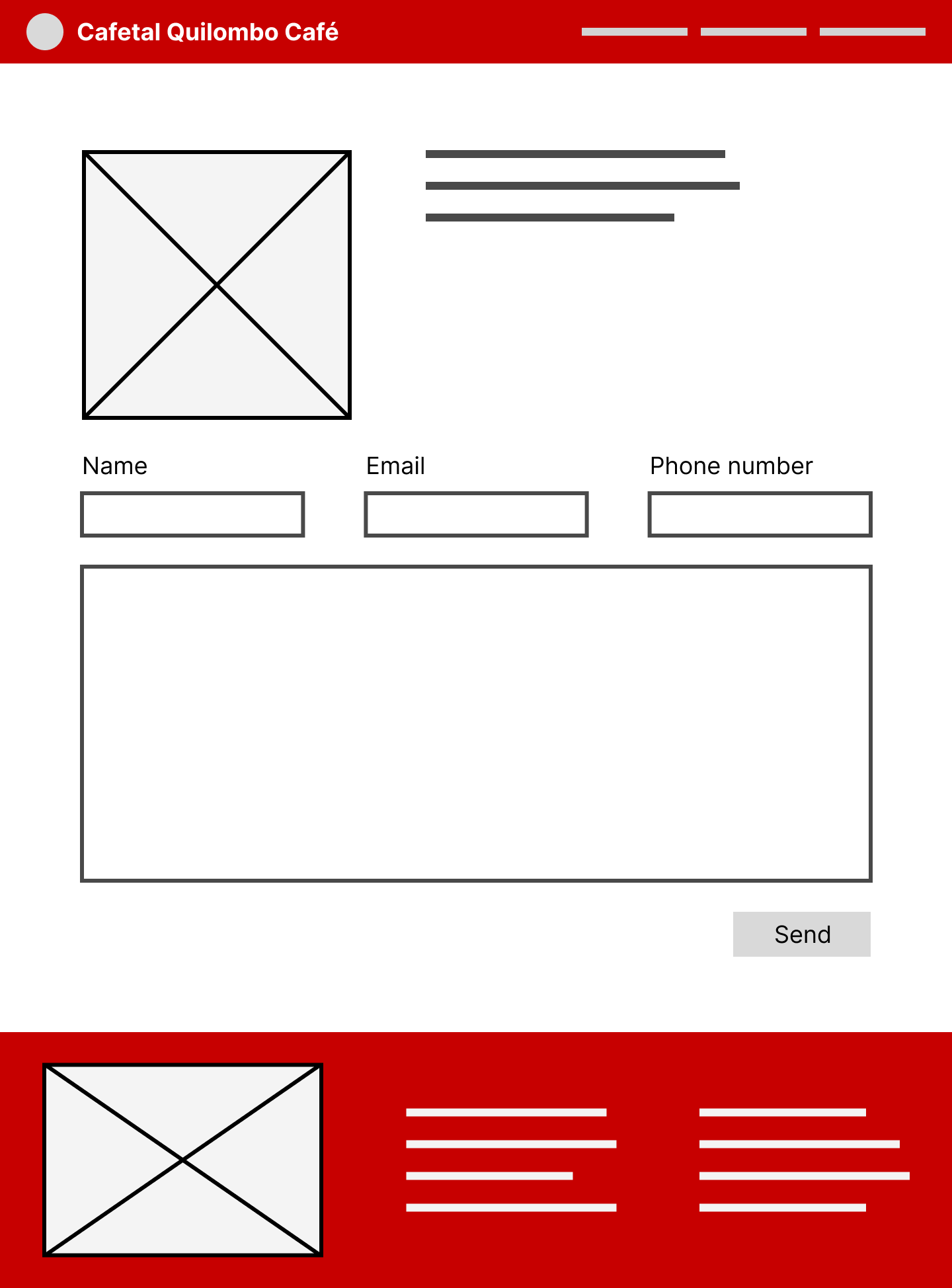 Low Fidelity Catering Mockup