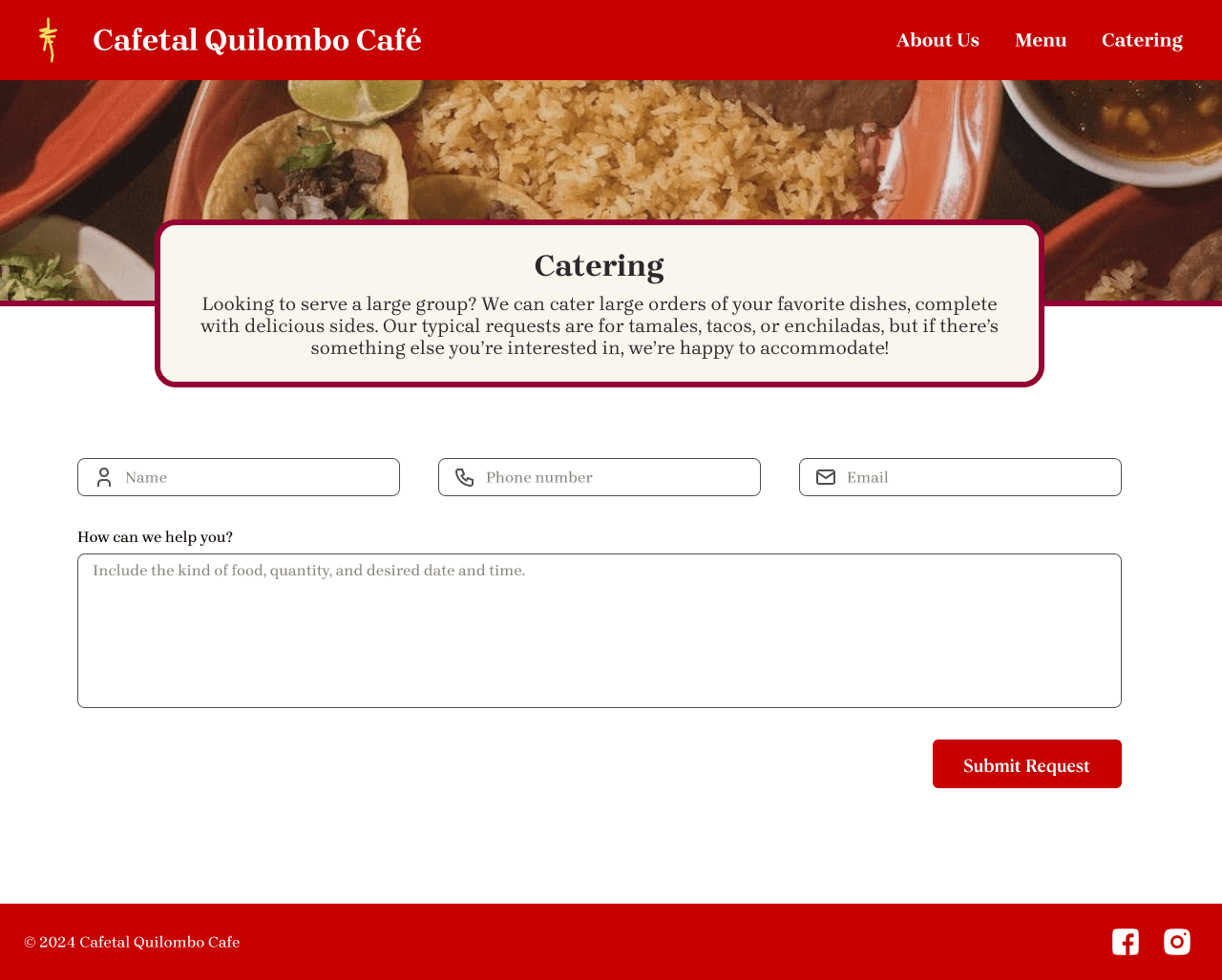 High Fidelity Catering Mockup