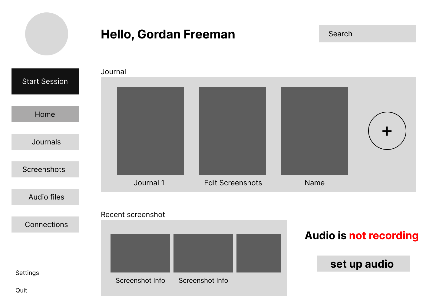 Low Fidelity Mockup Of Camera Capture App Interface