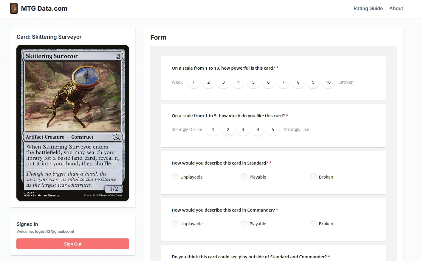 MTG Data.com screenshot