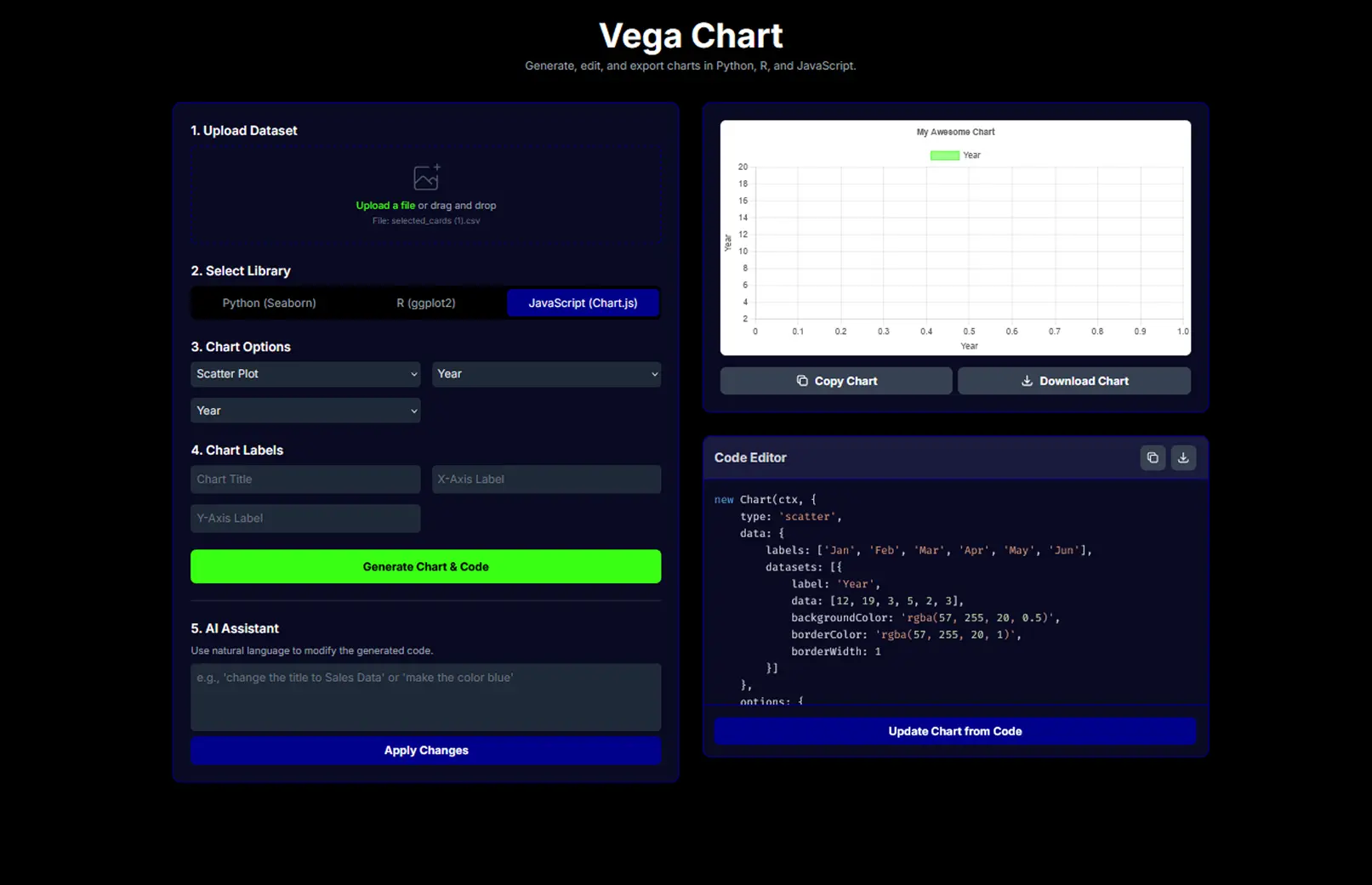 Export and code output preview